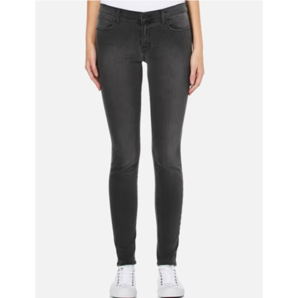 J Brand Skinny Jeans Women 26 Dark Wash Low Rise Stretch Distress Leg Charcoal